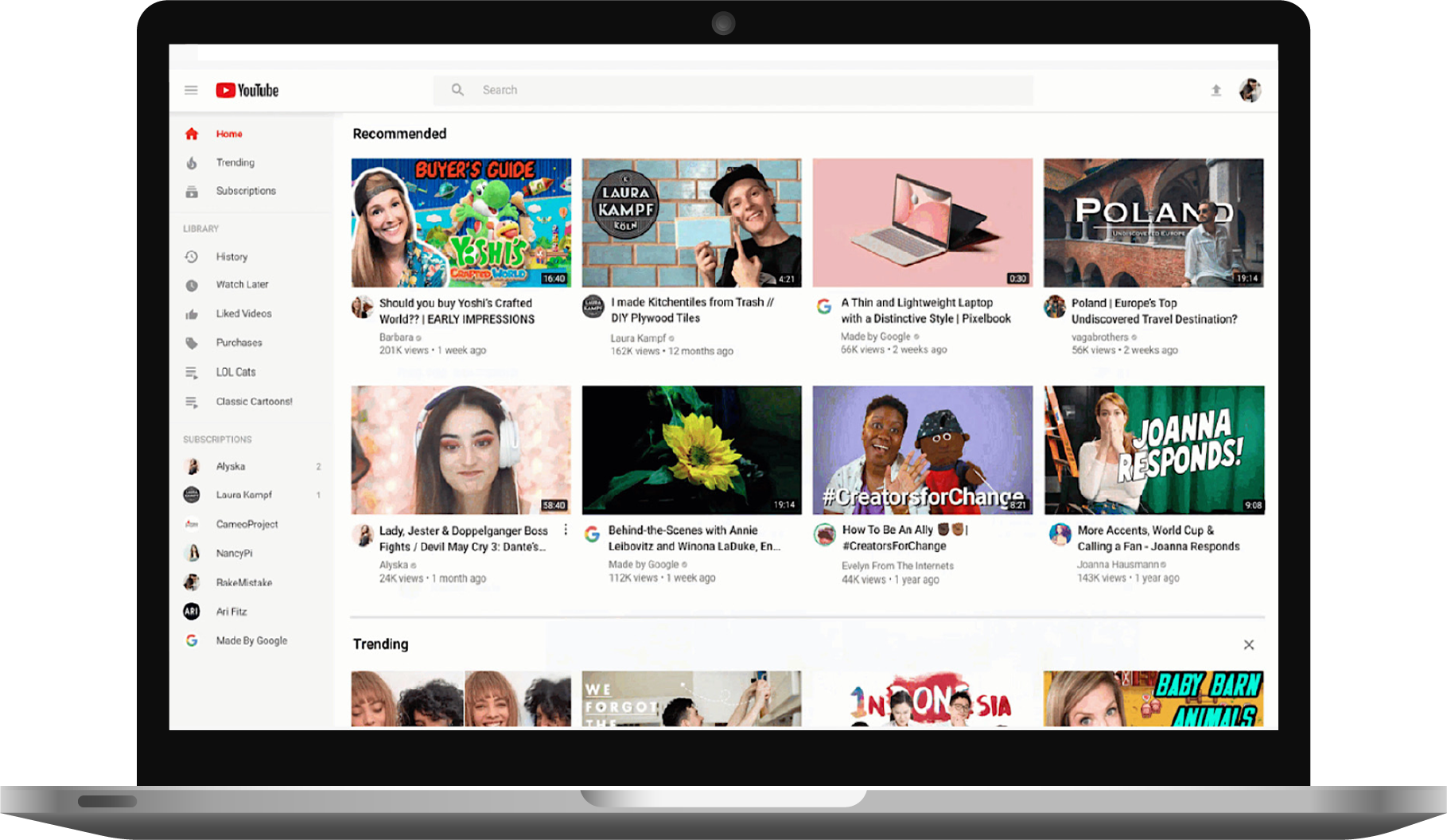 YouTube analytics on laptop